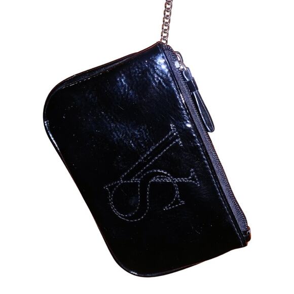 VS Victoria’s Secret Patent Small Black Mini Bag Wallet Purse Makeup Wristlet - Picture 7 of 9